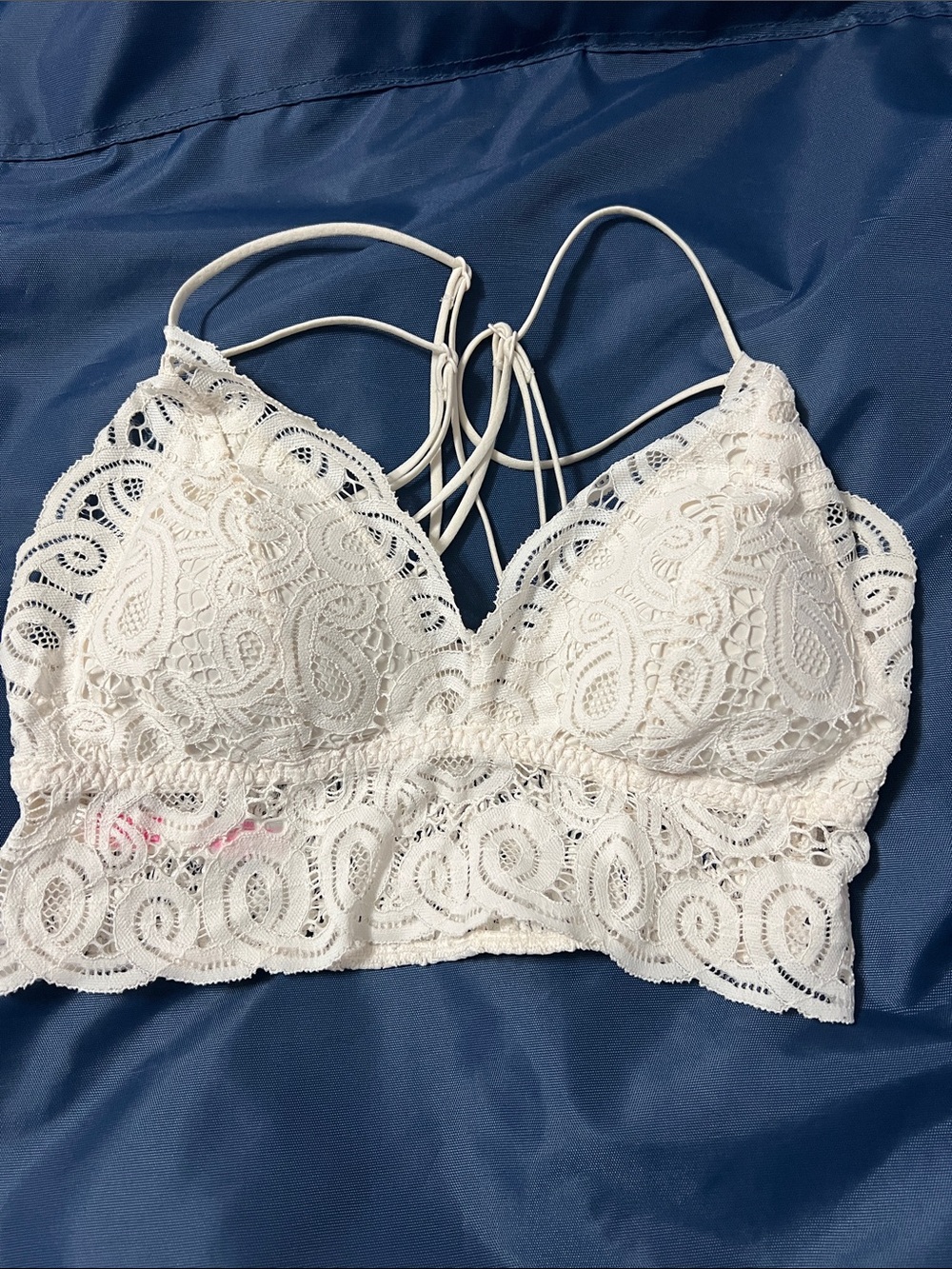 PINK Victoria's Secret White Lace Bralette with Strappy Back